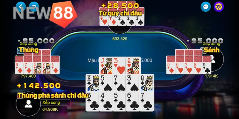 Bí quyết chơi mậu binh new88 giúp bạn luôn thắng từ cao thủ Dùng sảnh 3 đao